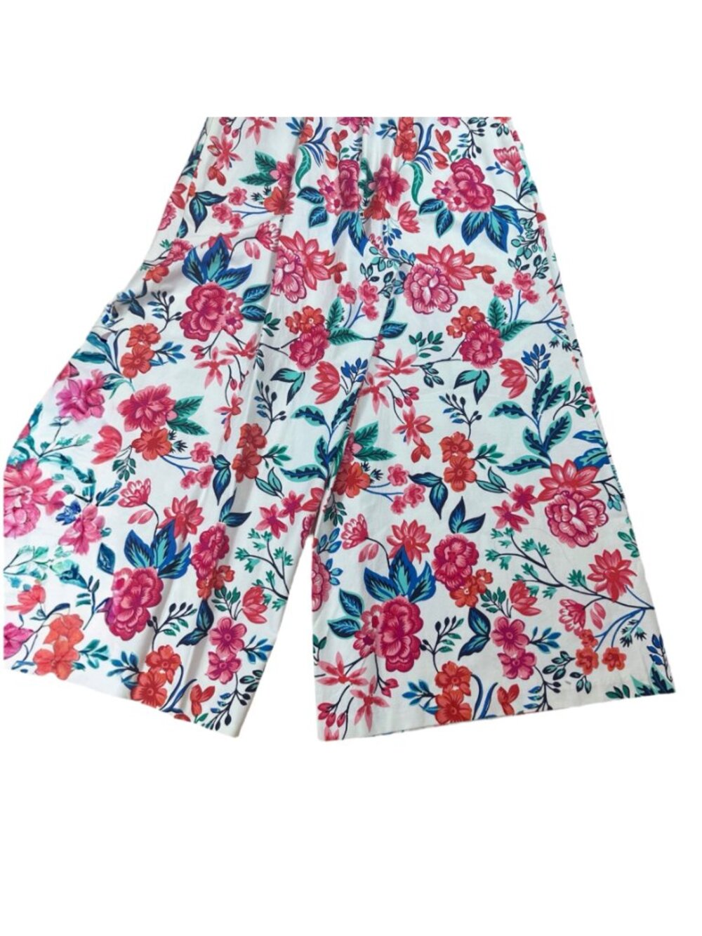 Eliza J White Floral Wide Leg Jumpsuit 8 V-Neck Cotton Blend Romper Wedding - Picture 5 of 9
